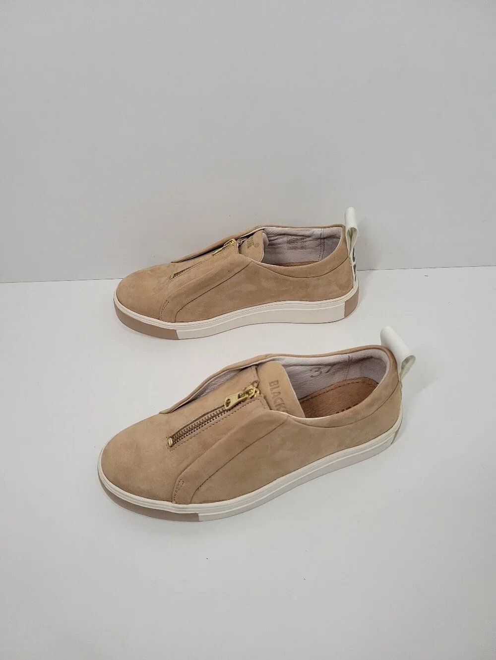 Blackstone Tan Suede Leather Zip Platform Shoes Women Size 37 US 6.5